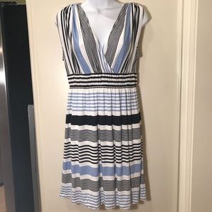 Loft striped summer casual dress drop V